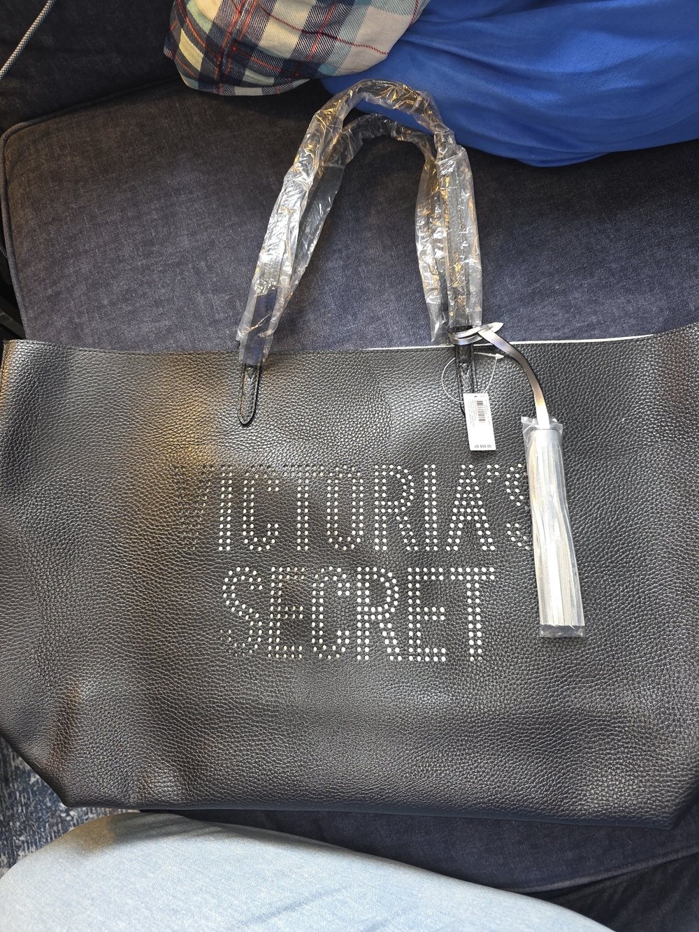 Victoria's Secret Black Rhinestone Logo Large Tote